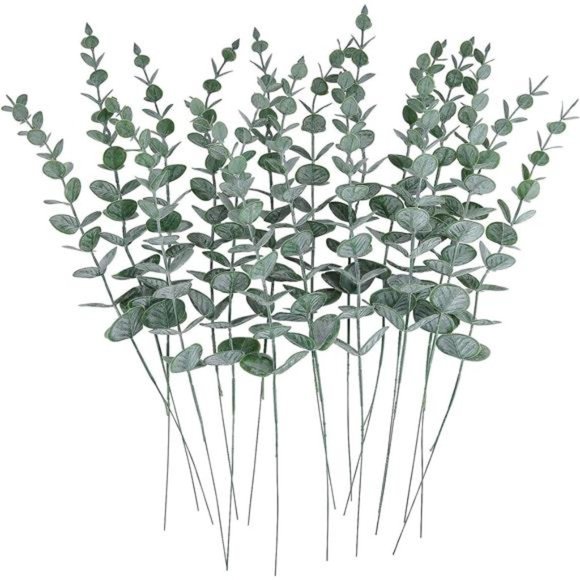 24pcs Eucalyptus Stems Decor Artificial Eucalyptus Leaves Faux Greenery Branches - Picture 1 of 6